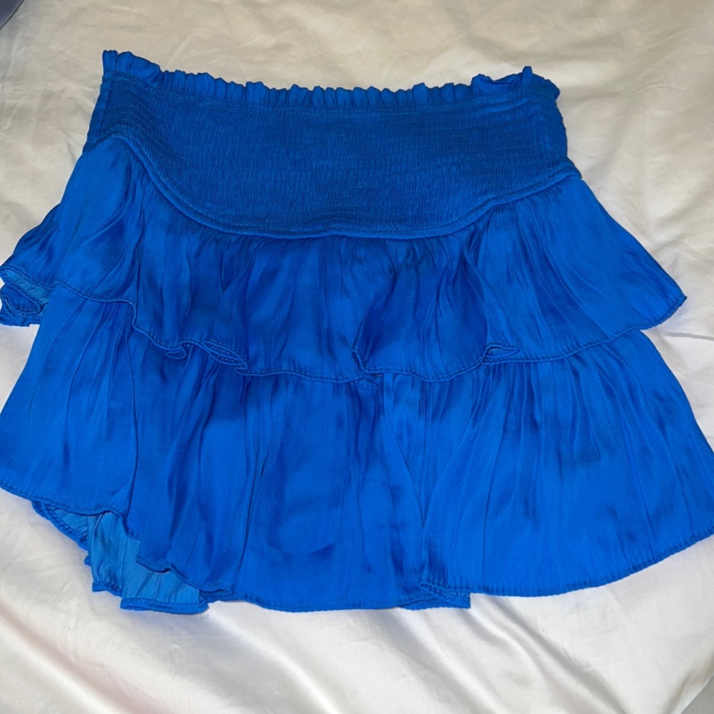 Blue ruffle mini skirt